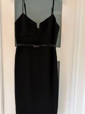 Black Halo Black Midi Sheath Dress with Thin Straps